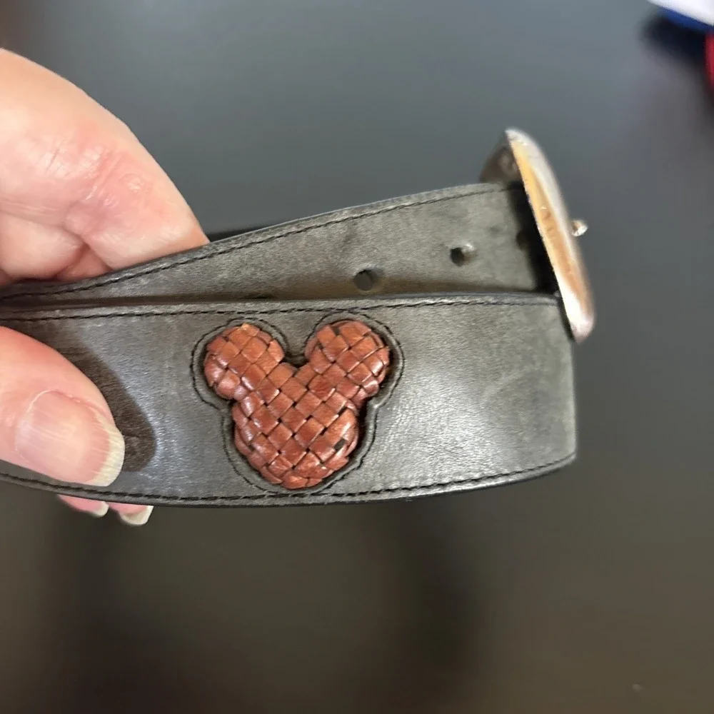 Vintage‎ Brighton x Disney Mickey Mouse Ears Black/Brown Leather Belt Size 30